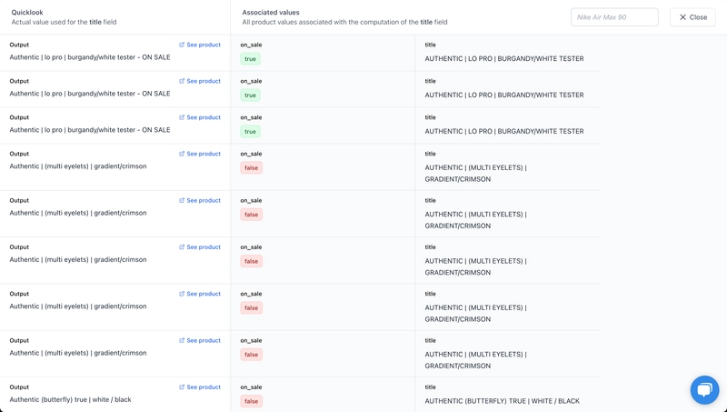 Output mapping - quicklook